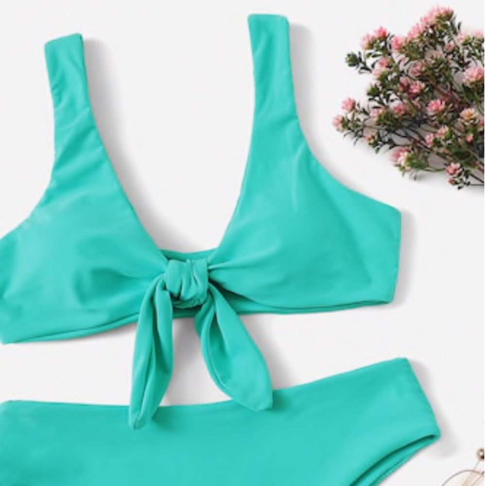 SHEIN TEAL FRONT TIE BIKINI
